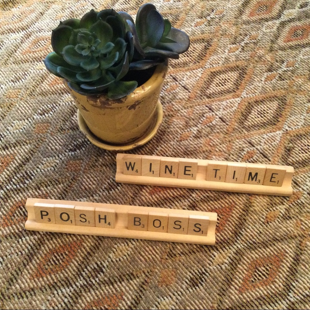 🌸3 for $20🌸 Scrabble Word Tray with 8 Tiles. Posh Boss, Wine Time or cus…